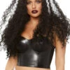 LEG AVENUE Long Curly Black/White Wig