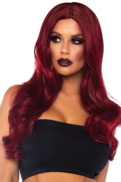 LEG AVENUE Long Burgundy Wavy Wig