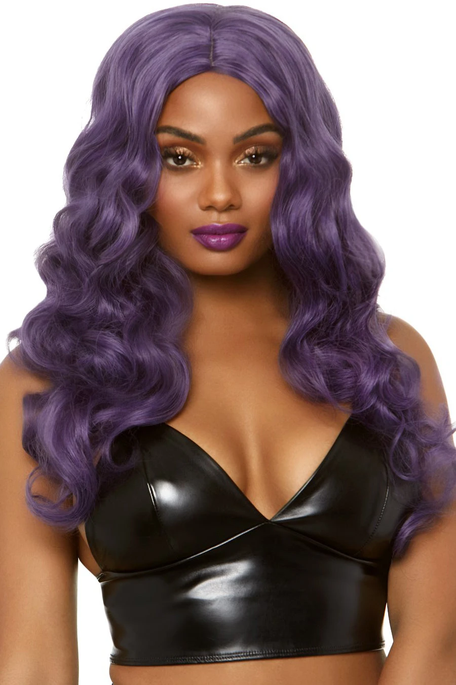 LEG AVENUE Long Wavy Purple Wig - Image 3