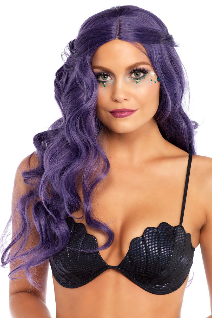 LEG AVENUE Long Wavy Purple Wig - Image 4