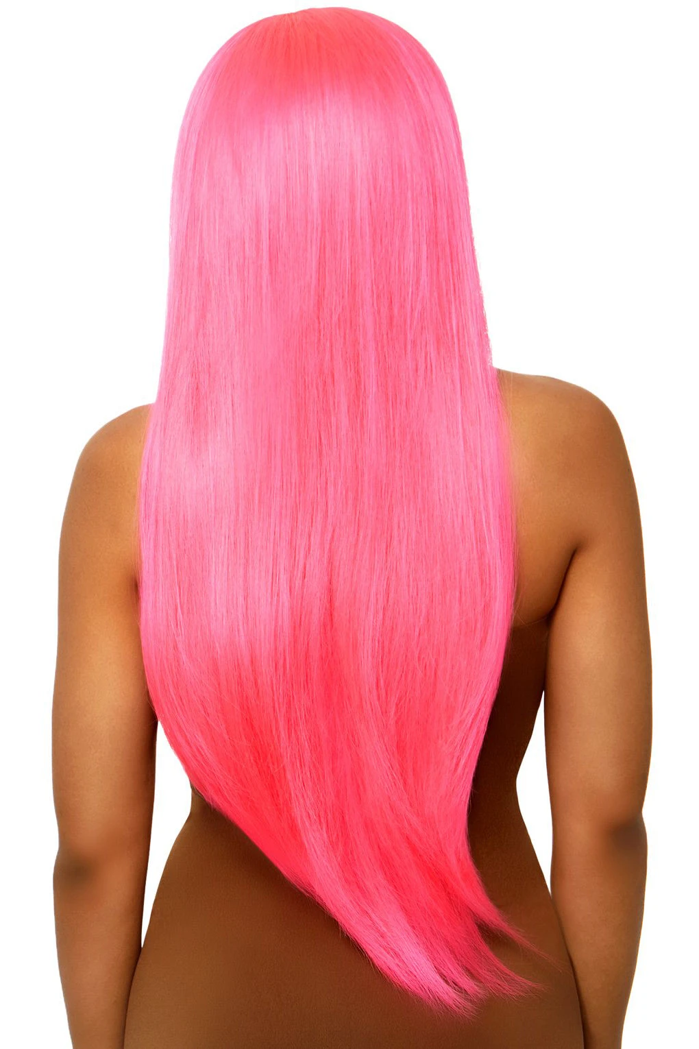 LEG AVENUE Long Straight Neon Pink Wig - Image 2