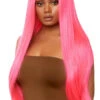 LEG AVENUE Long Straight Neon Pink Wig