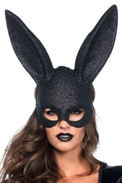 LEG AVENUE Black Glitter Bunny Mask